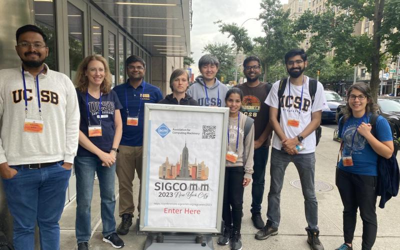Profs. Belding and Gupta and their PhD students at Sigcomm'23.
